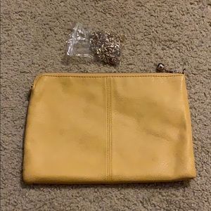 Faux leather mustard clutch